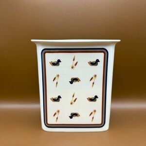 Vintage Epoch Korea Narrow Oval Ceramic American Decoy Mallord Duck Decor Vase